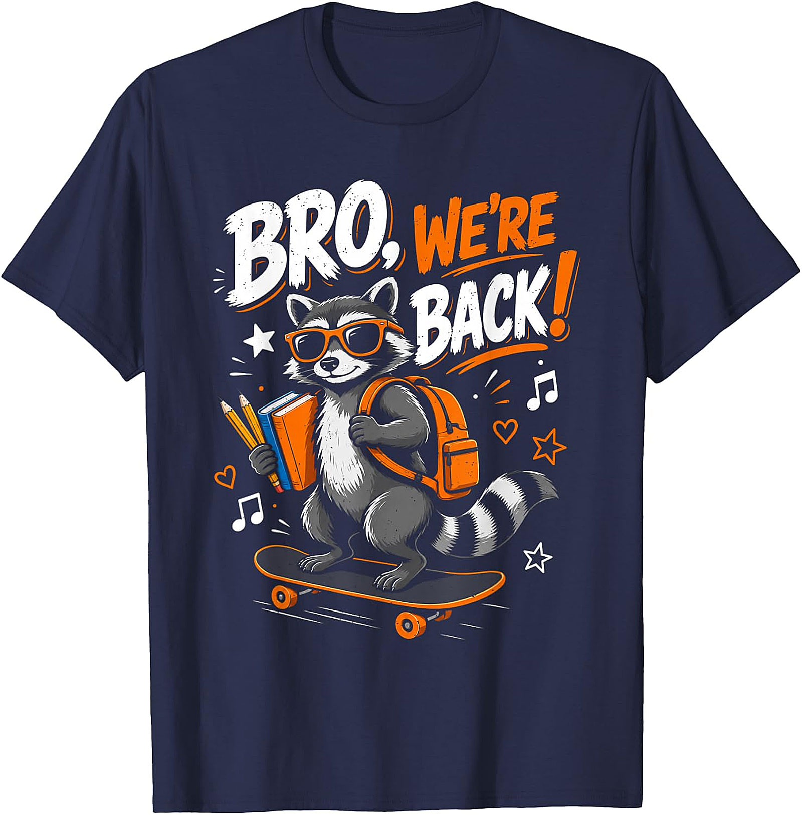 Bro, We're Back! Raccoon Skater Back to School T-Shirt