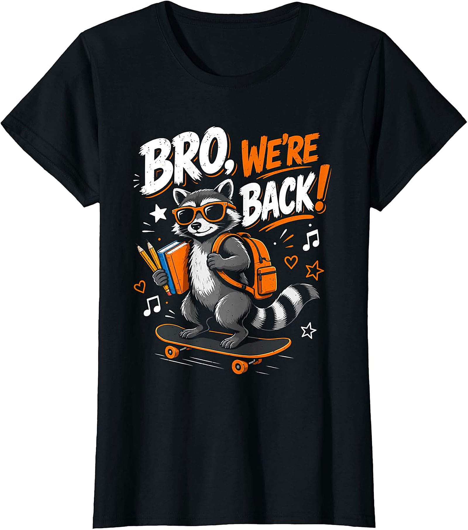 Bro, We're Back! Raccoon Skater Back to School T-Shirt