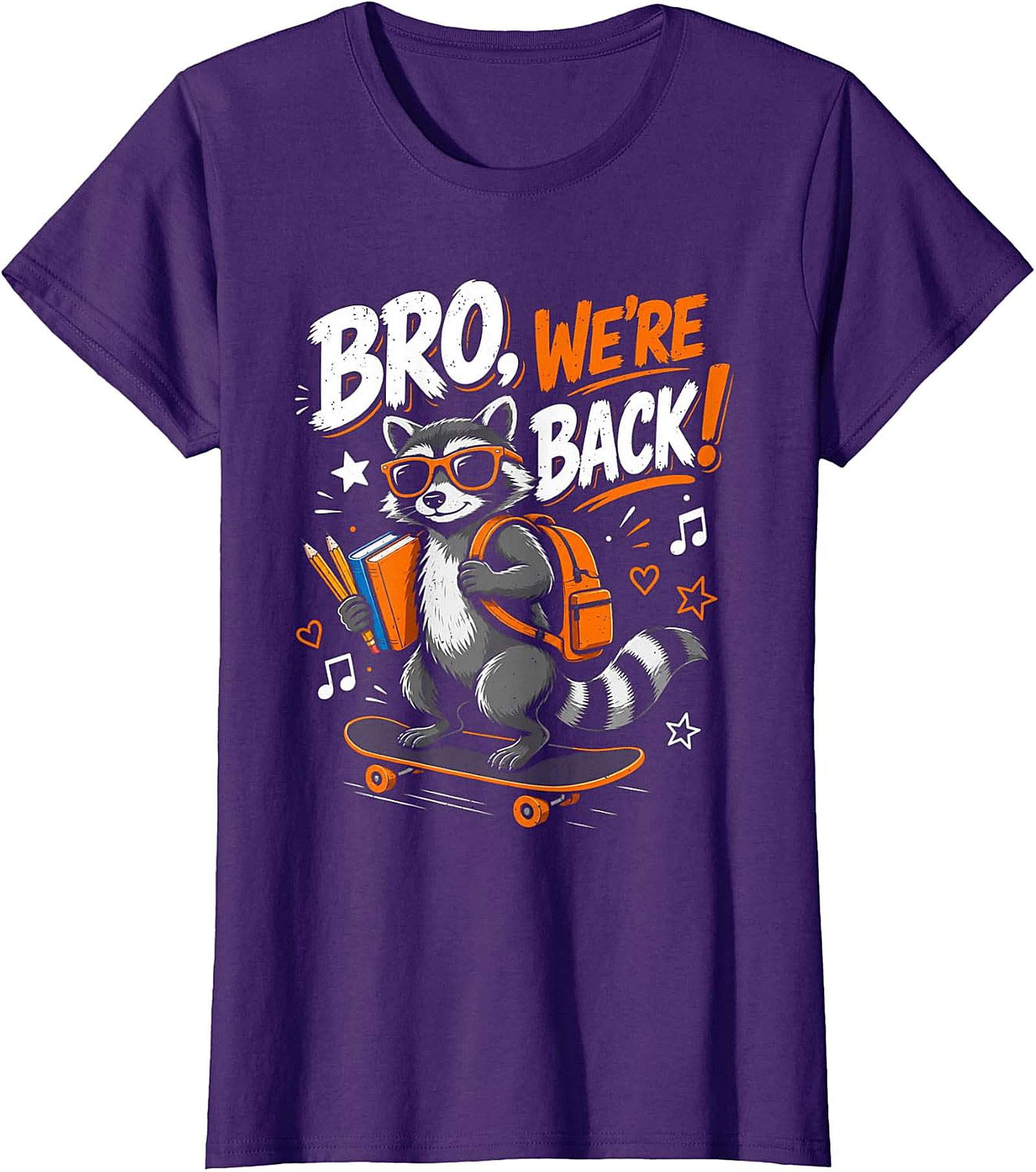 Bro, We're Back! Raccoon Skater Back to School T-Shirt