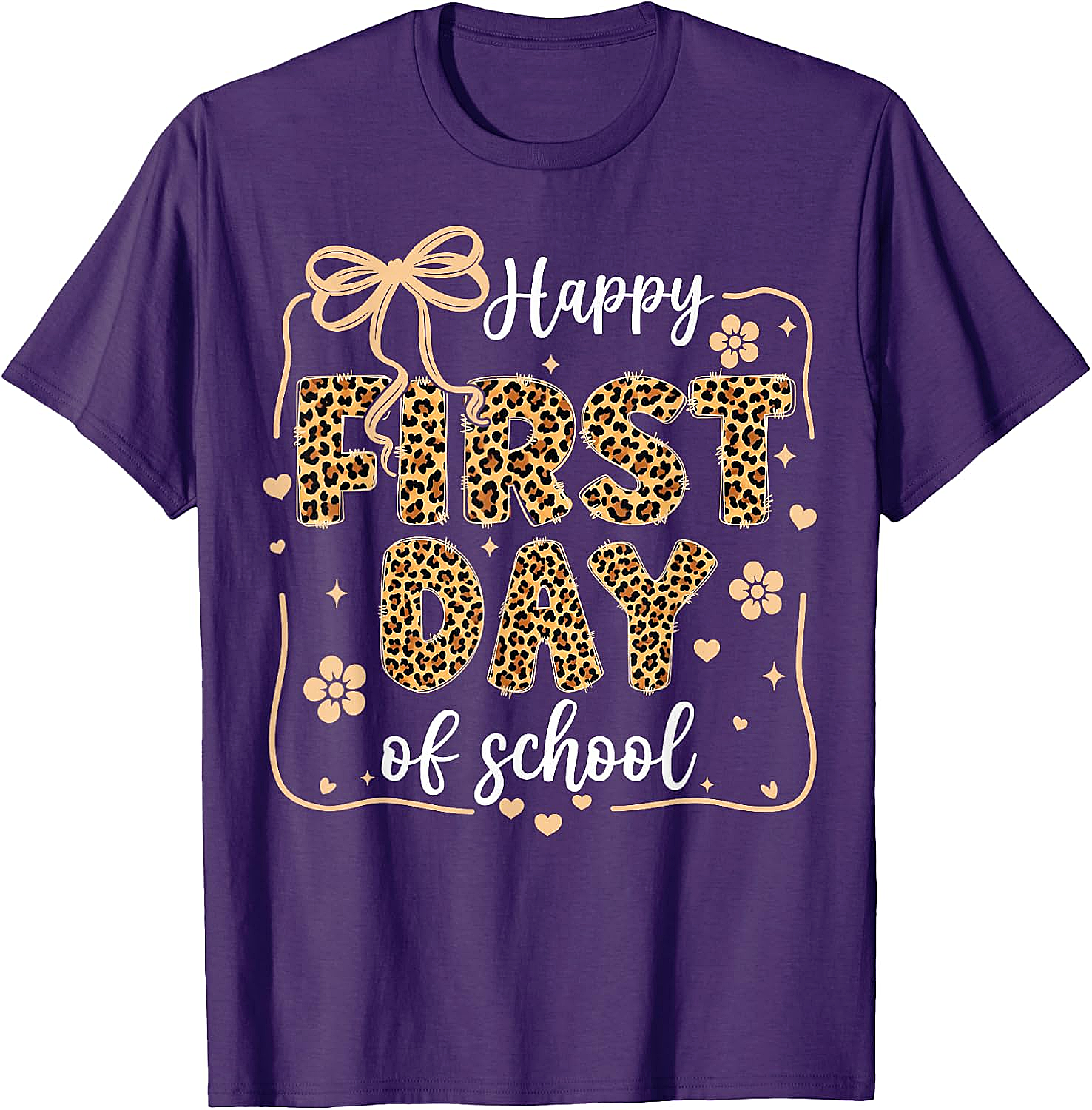 Leopard Happy First Day of School T-Shirt - Teacher Gift