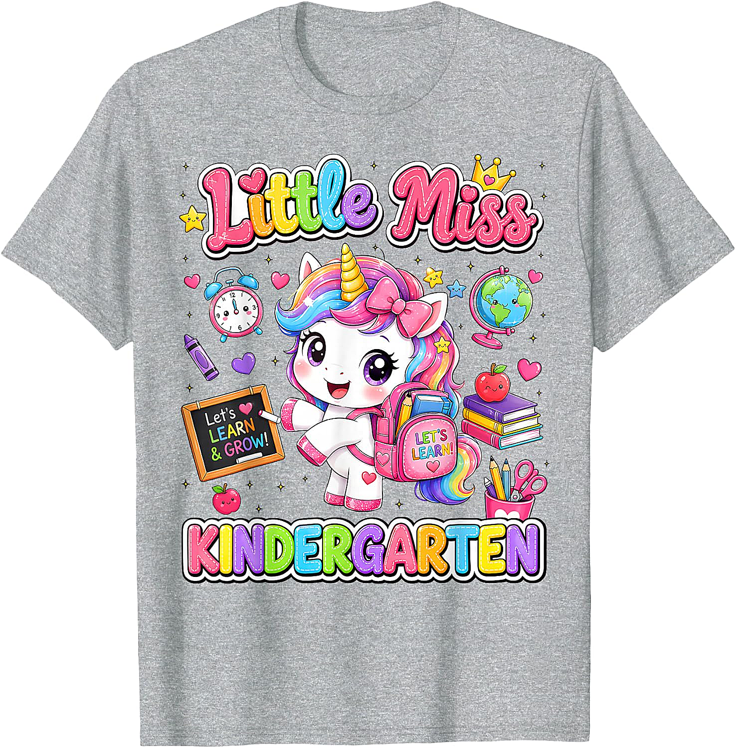Little Miss Kindergarten Unicorn T-Shirt First Day Tee