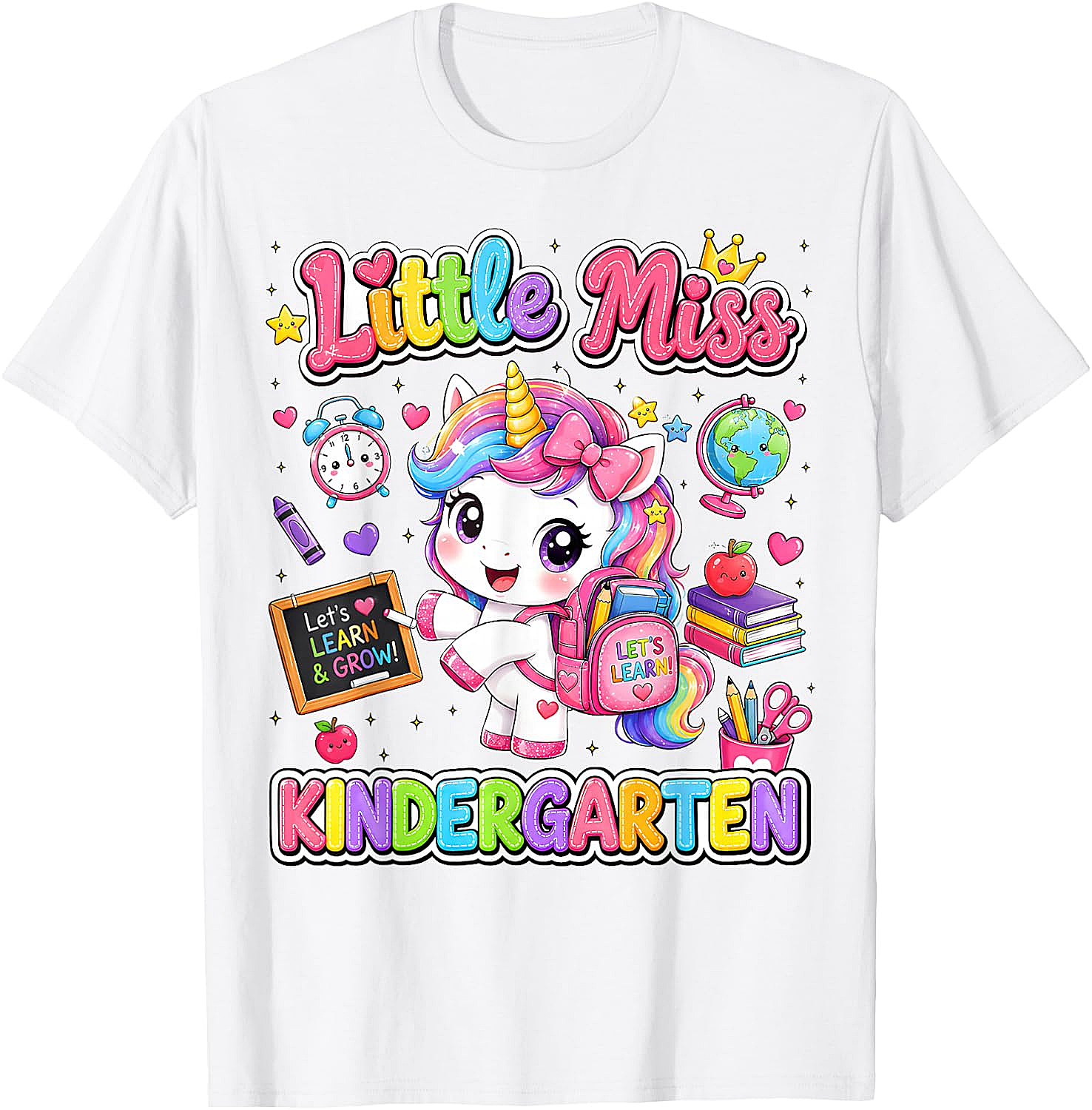 Little Miss Kindergarten Unicorn T-Shirt First Day Tee