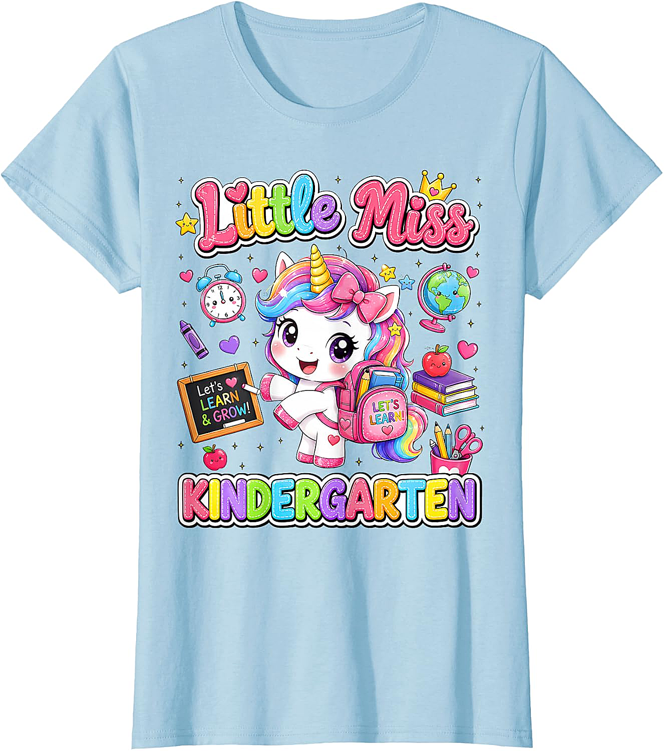 Little Miss Kindergarten Unicorn T-Shirt First Day Tee