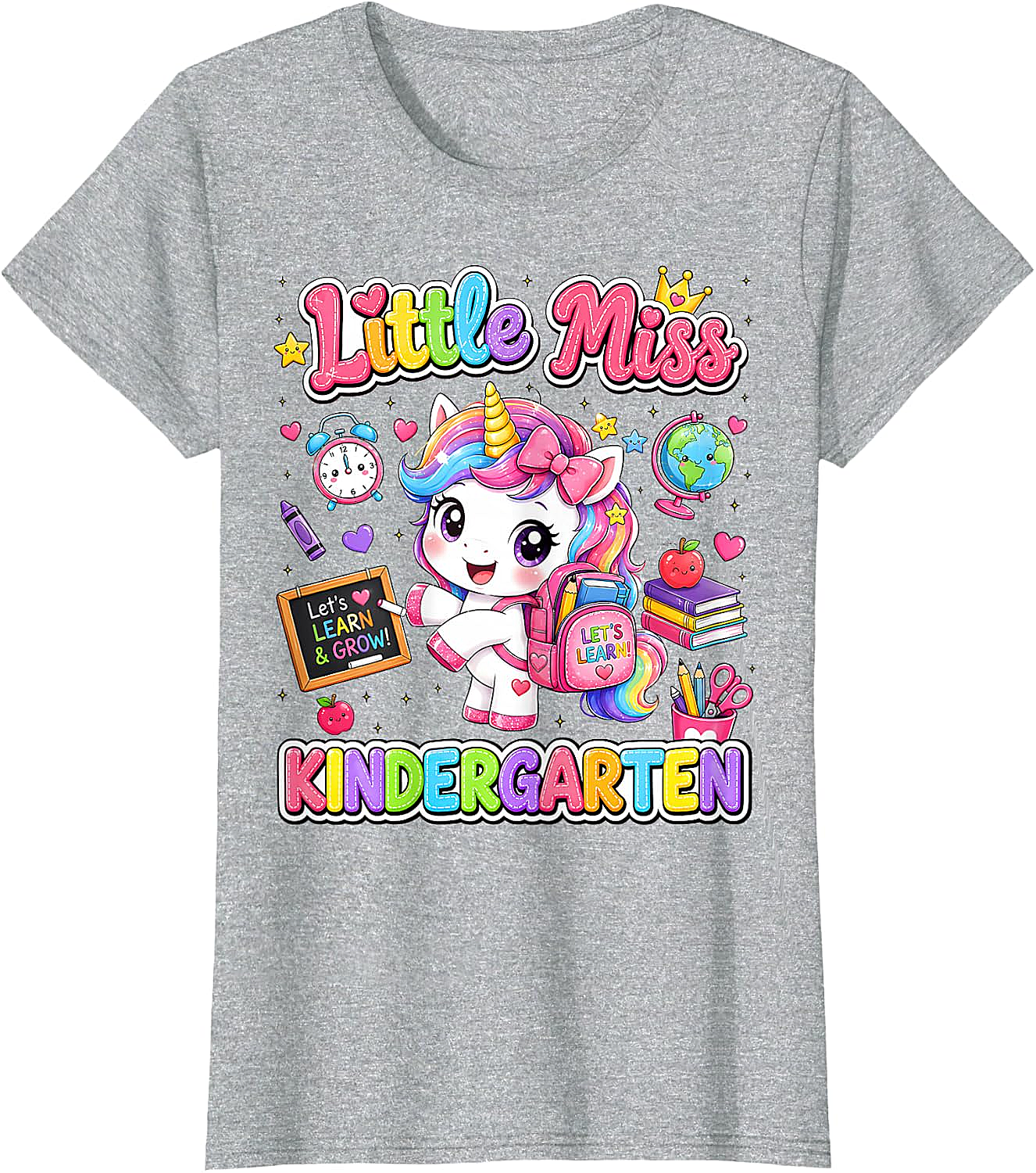 Little Miss Kindergarten Unicorn T-Shirt First Day Tee