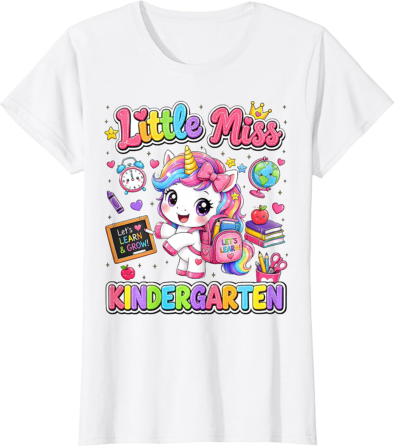 Little Miss Kindergarten Unicorn T-Shirt First Day Tee
