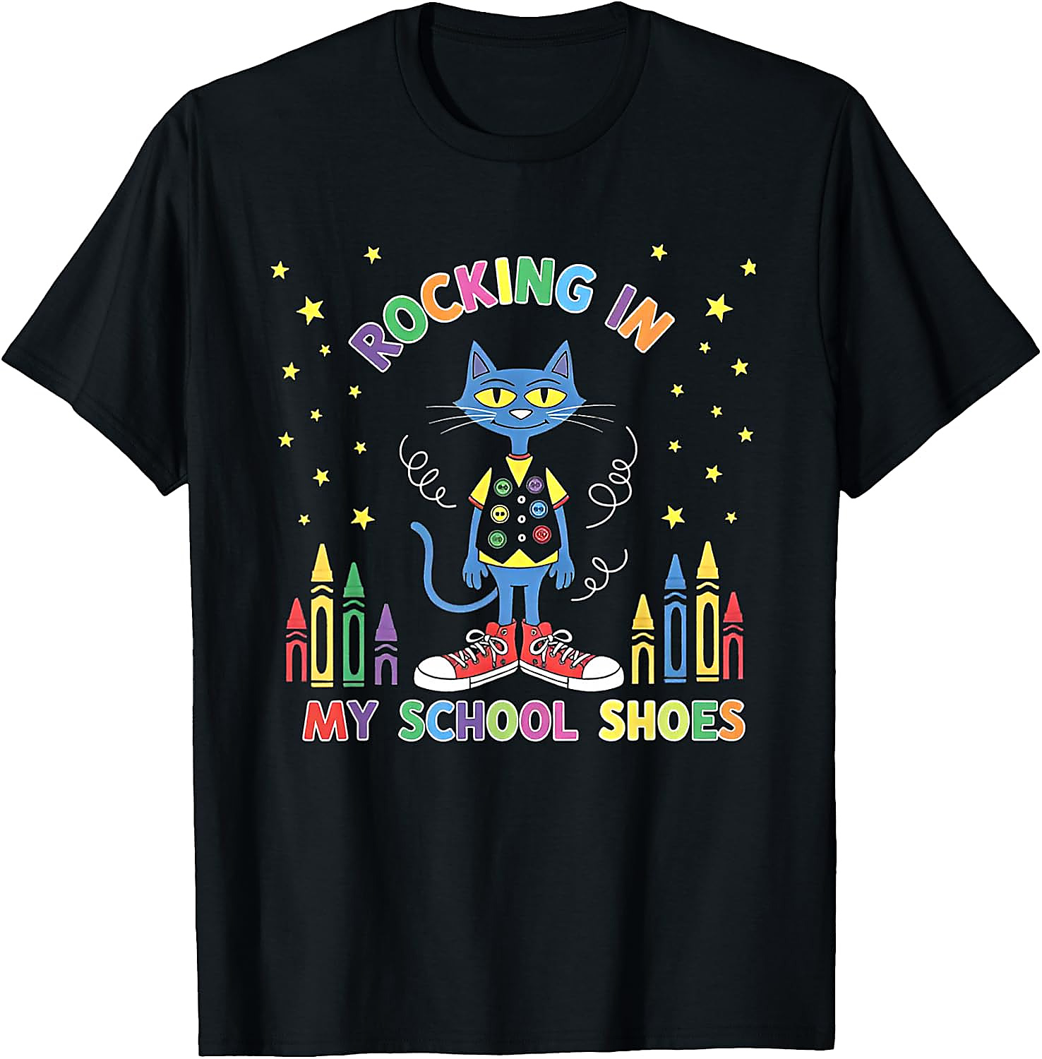 Rocking School Shoes Cat T-Shirt | Funny Teacher Student Tee
