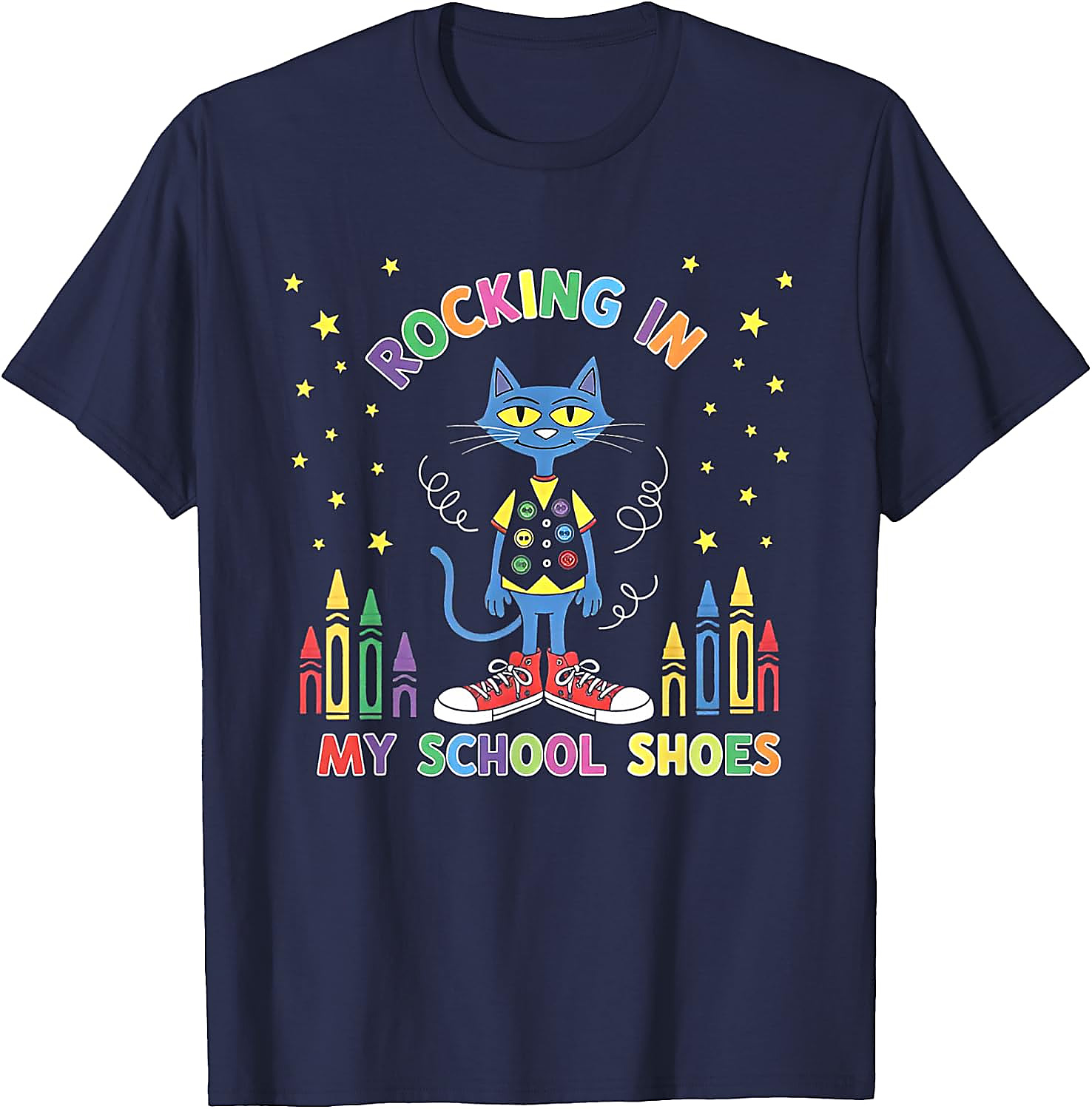 Rocking School Shoes Cat T-Shirt | Funny Teacher Student Tee