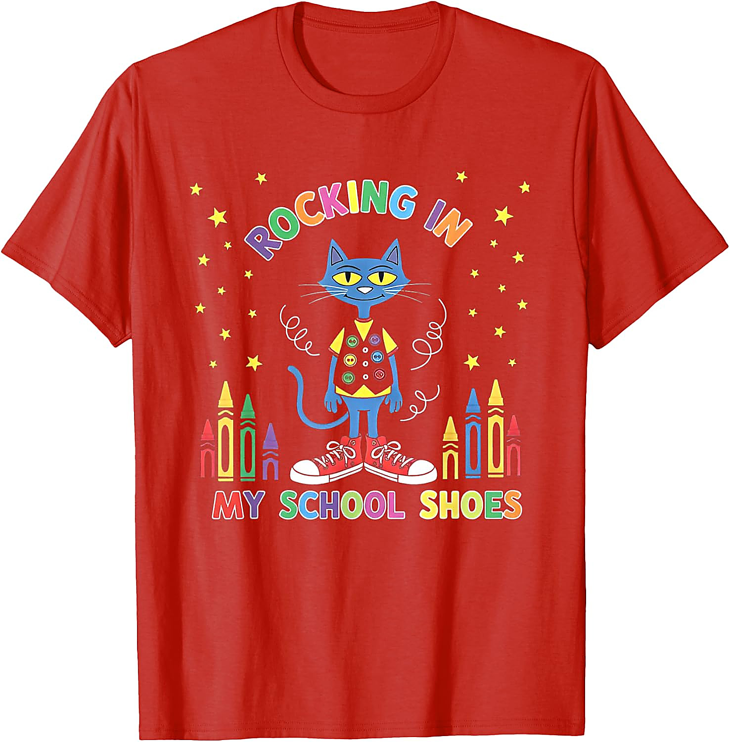 Rocking School Shoes Cat T-Shirt | Funny Teacher Student Tee