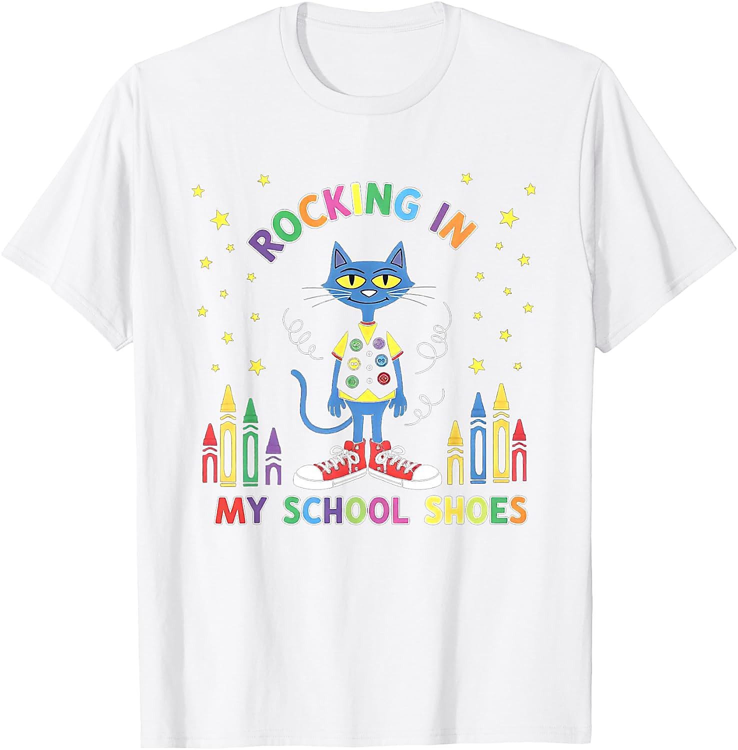 Rocking School Shoes Cat T-Shirt | Funny Teacher Student Tee
