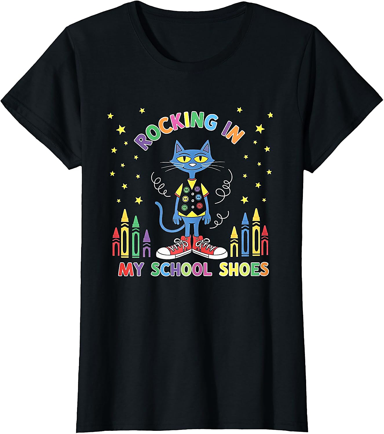 Rocking School Shoes Cat T-Shirt | Funny Teacher Student Tee