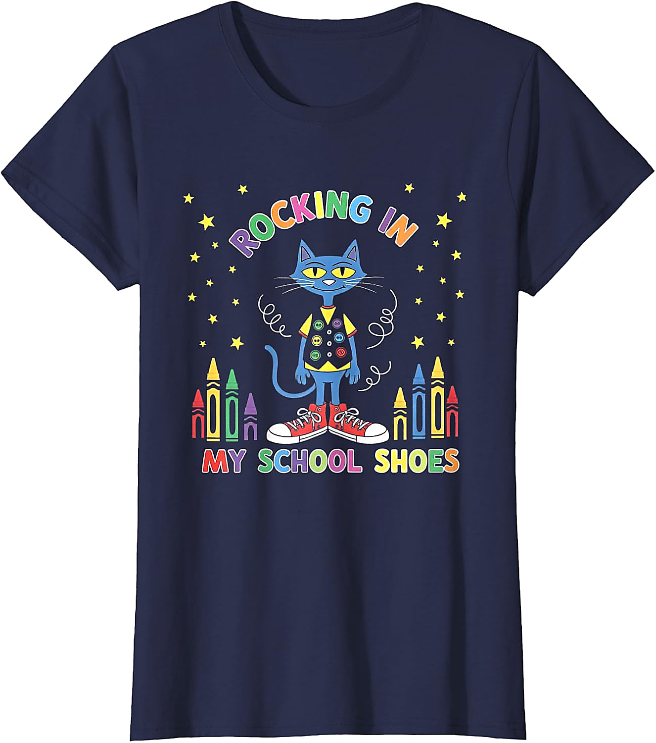 Rocking School Shoes Cat T-Shirt | Funny Teacher Student Tee