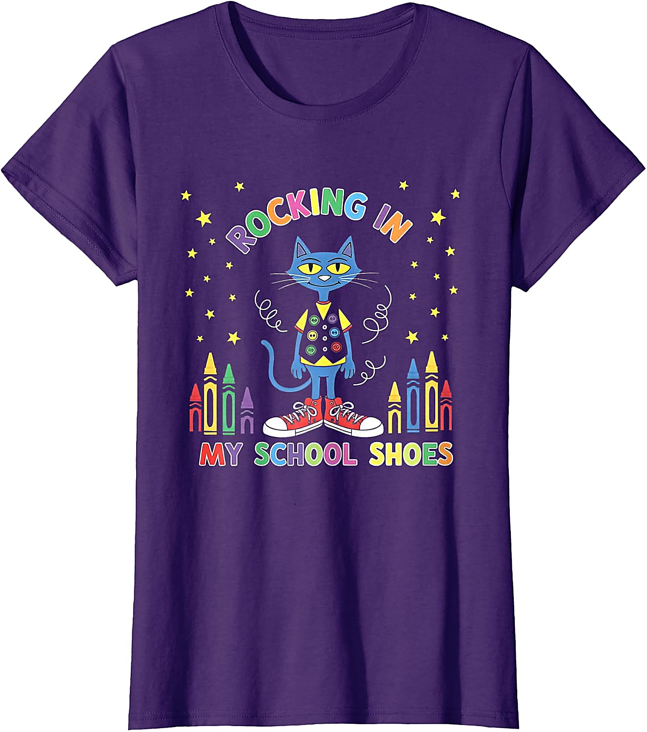 Rocking School Shoes Cat T-Shirt | Funny Teacher Student Tee
