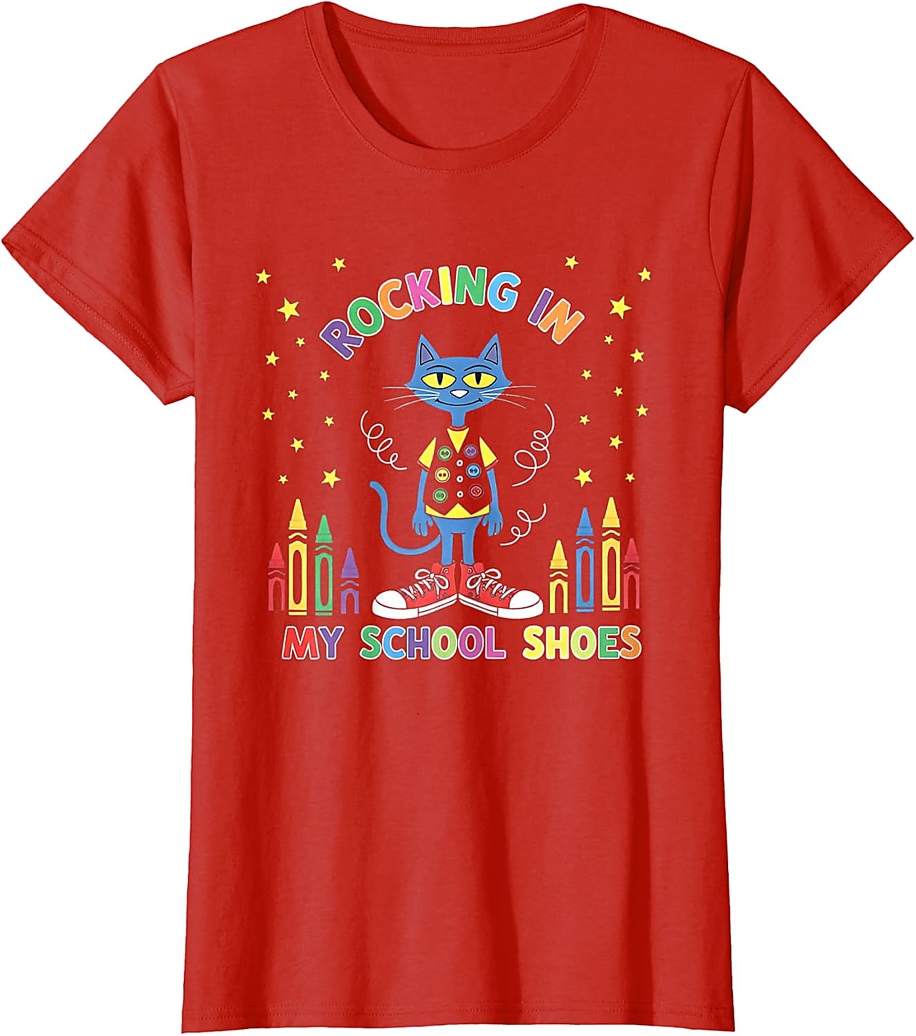 Rocking School Shoes Cat T-Shirt | Funny Teacher Student Tee