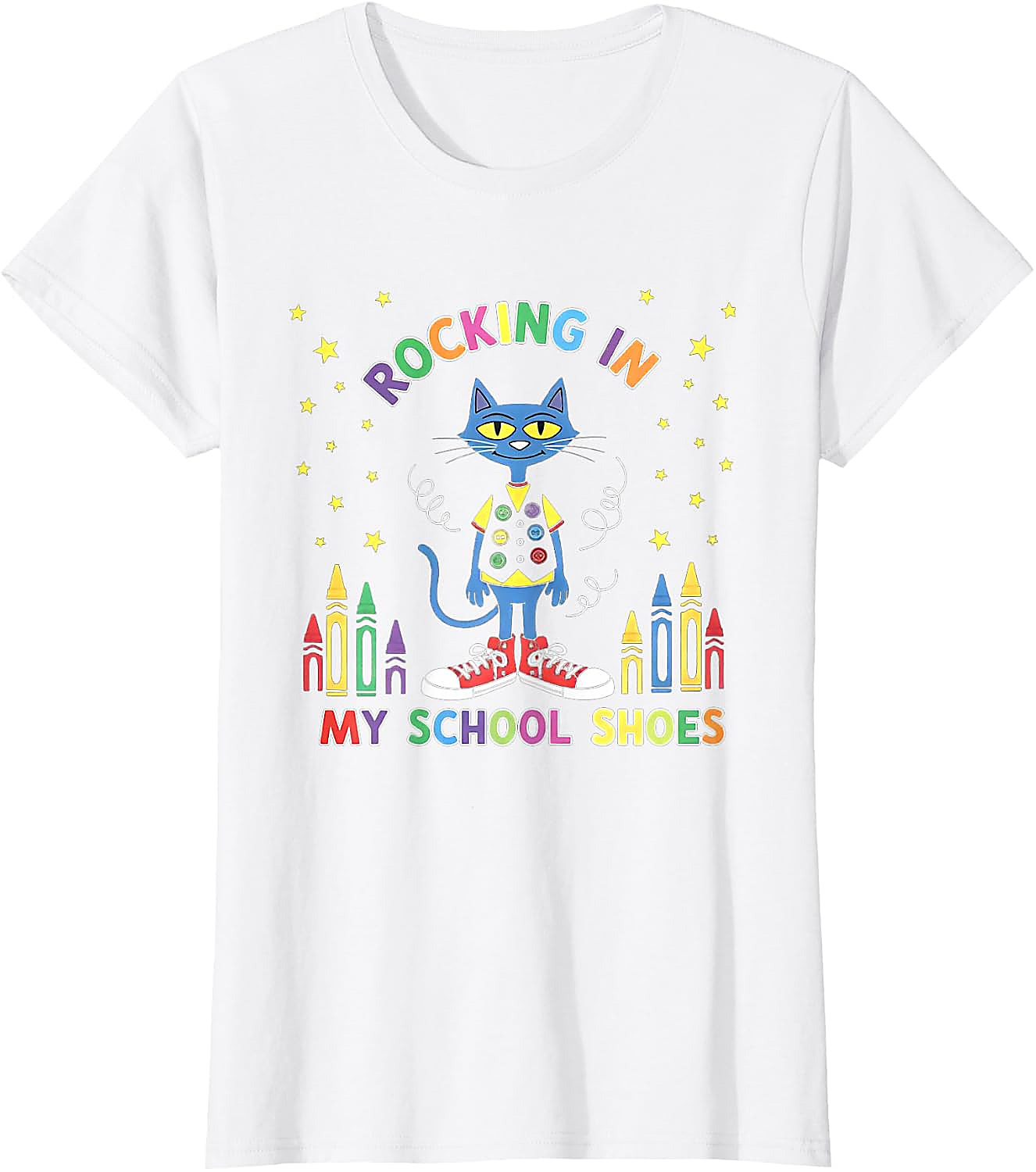 Rocking School Shoes Cat T-Shirt | Funny Teacher Student Tee