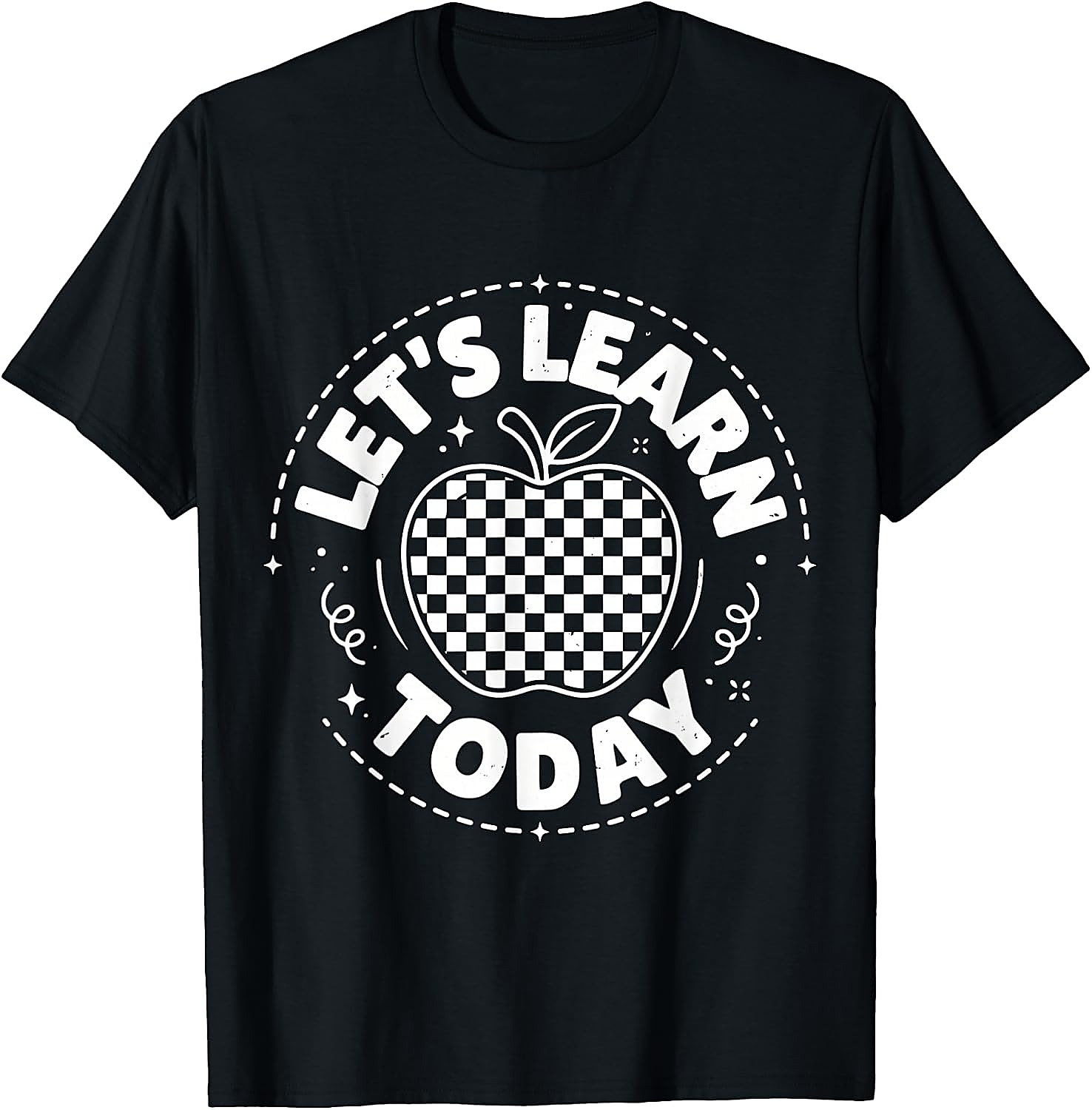 Let's Learn Today Teacher T-Shirt | Checkered Apple Tee