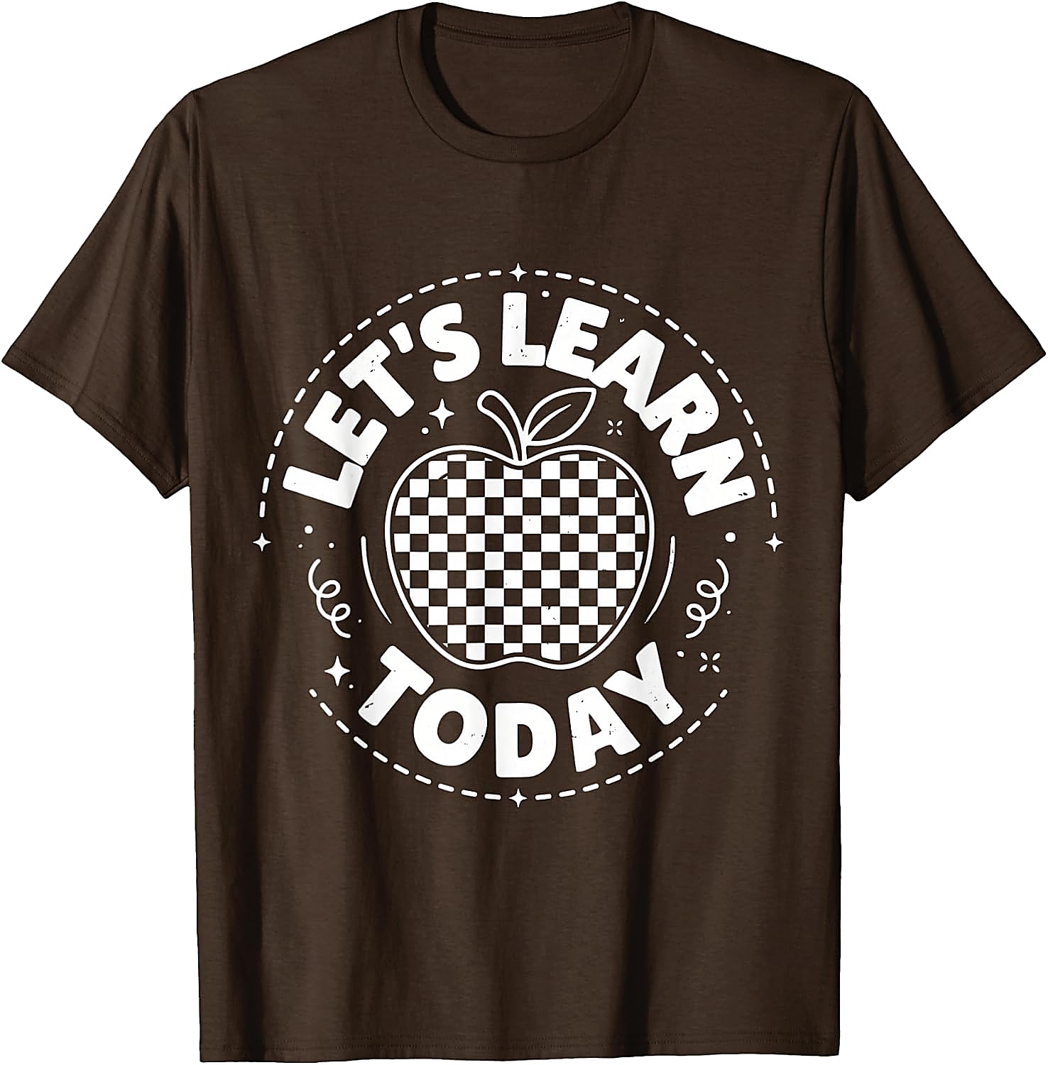 Let's Learn Today Teacher T-Shirt | Checkered Apple Tee