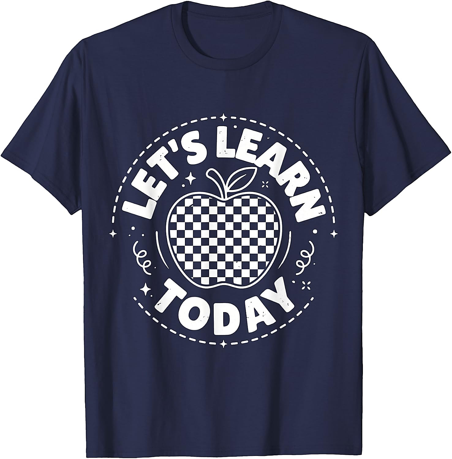 Let's Learn Today Teacher T-Shirt | Checkered Apple Tee