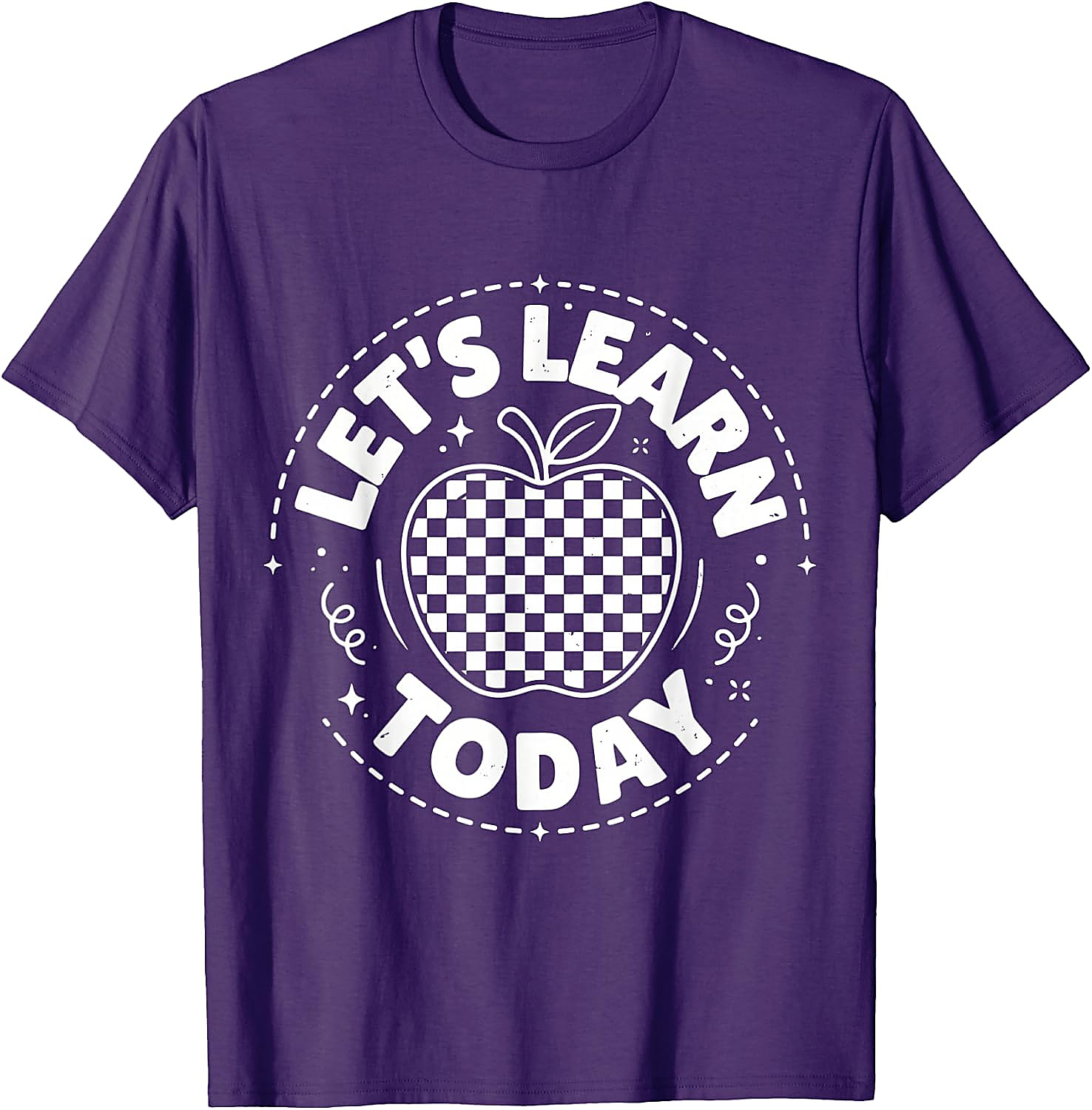 Let's Learn Today Teacher T-Shirt | Checkered Apple Tee