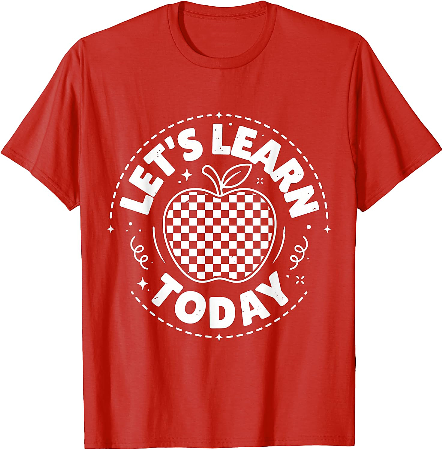 Let's Learn Today Teacher T-Shirt | Checkered Apple Tee