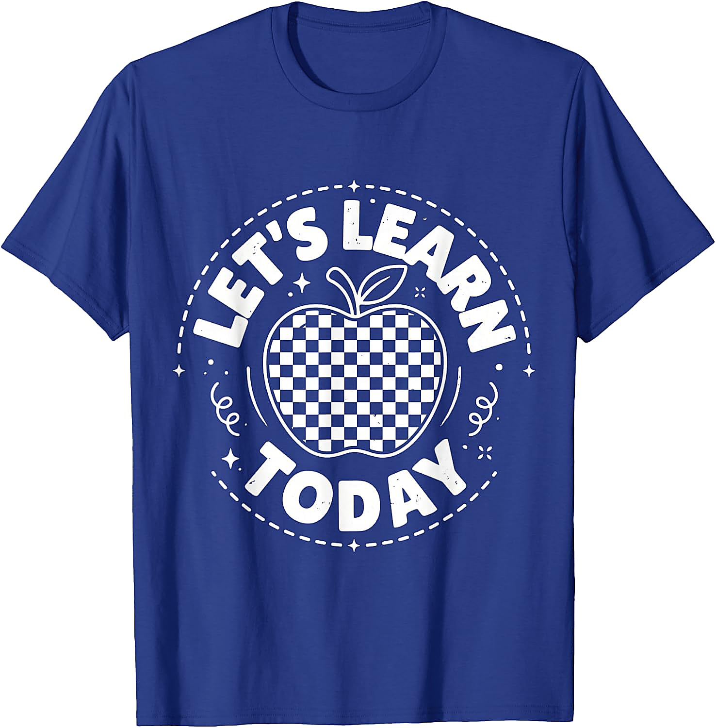Let's Learn Today Teacher T-Shirt | Checkered Apple Tee