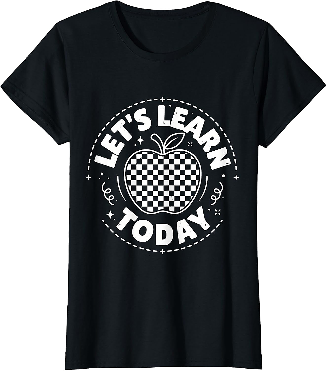 Let's Learn Today Teacher T-Shirt | Checkered Apple Tee