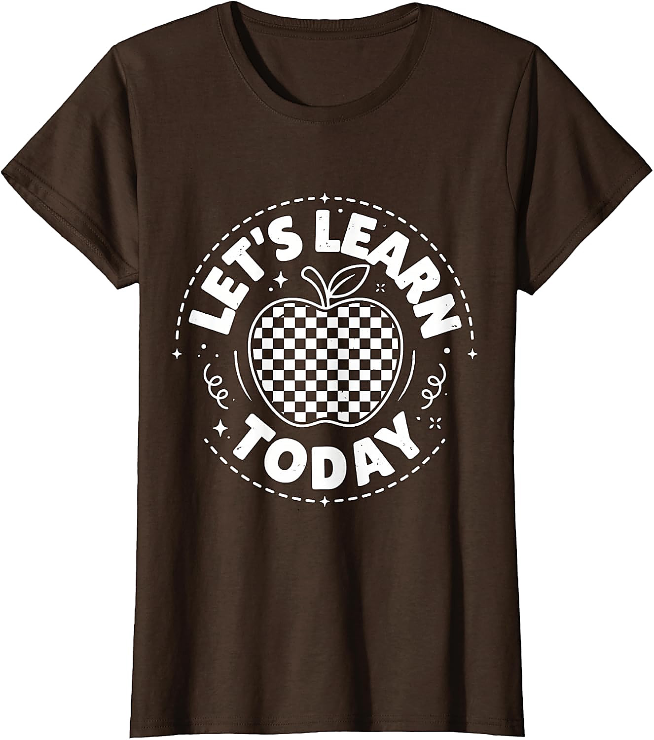 Let's Learn Today Teacher T-Shirt | Checkered Apple Tee
