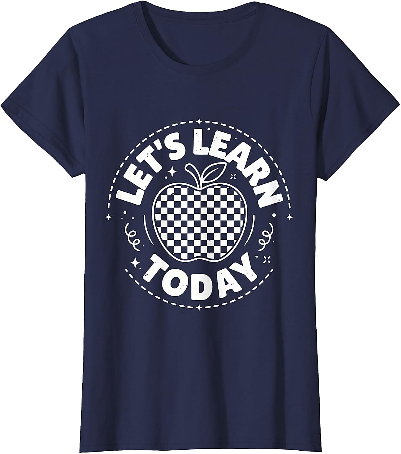 Let's Learn Today Teacher T-Shirt | Checkered Apple Tee