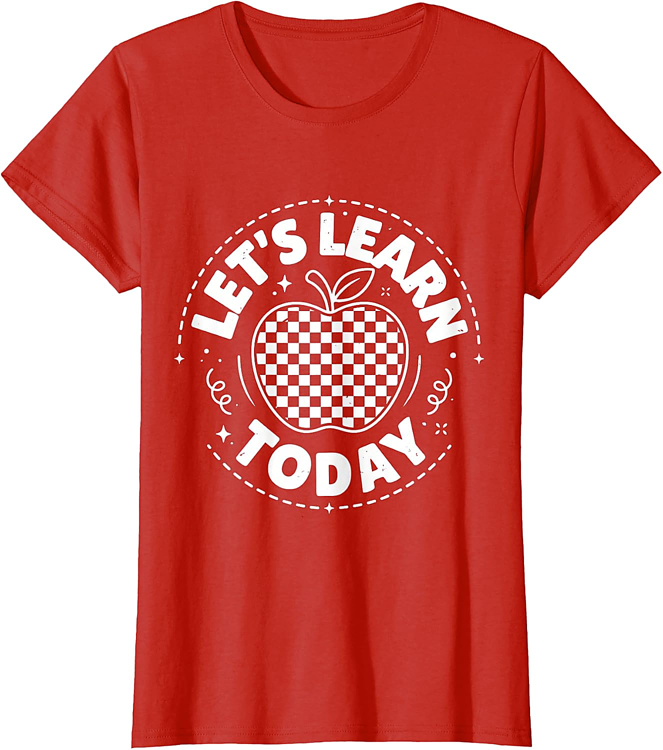 Let's Learn Today Teacher T-Shirt | Checkered Apple Tee