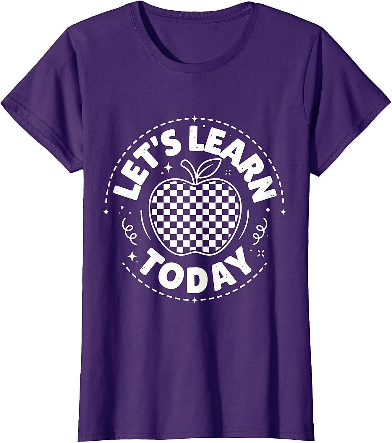 Let's Learn Today Teacher T-Shirt | Checkered Apple Tee