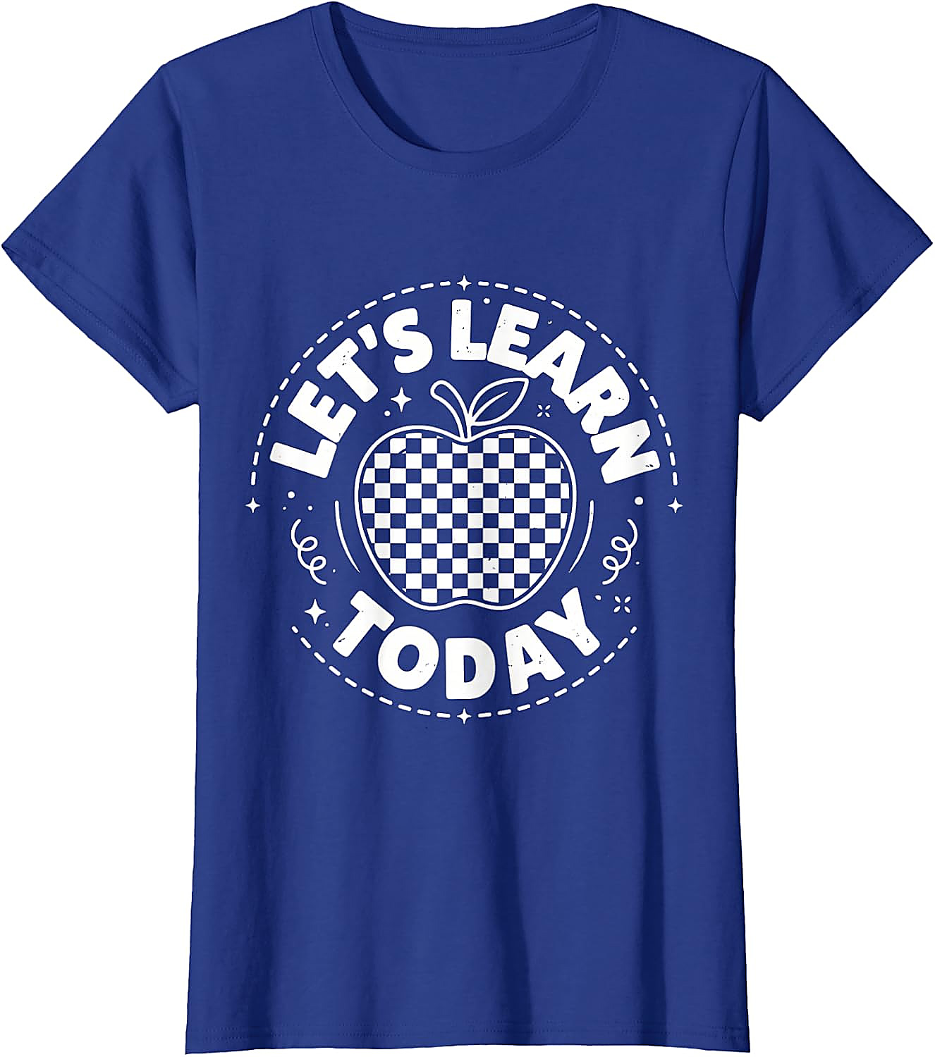 Let's Learn Today Teacher T-Shirt | Checkered Apple Tee