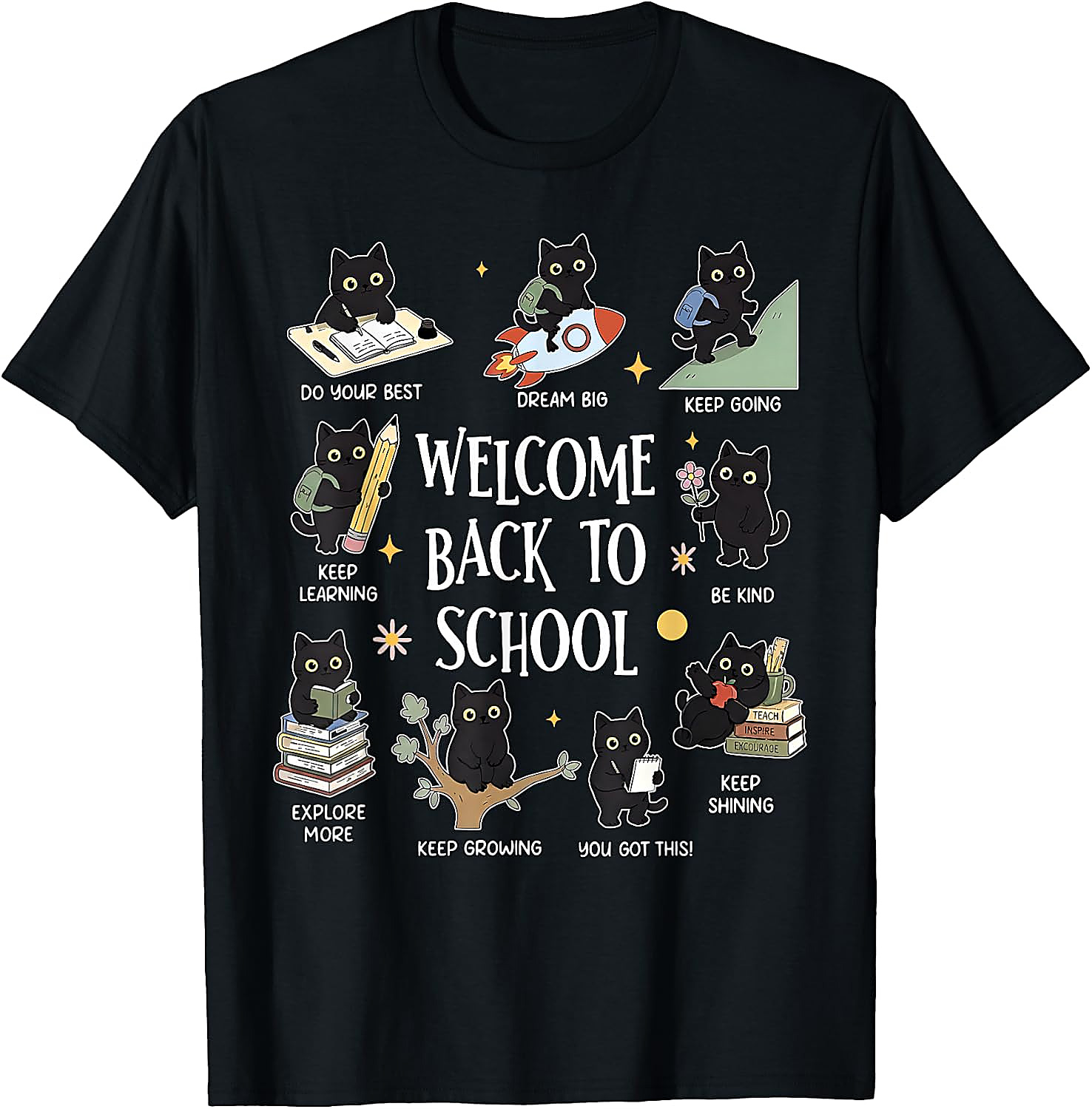 Cute Cat Back to School T-Shirt | Motivational Teacher Tee