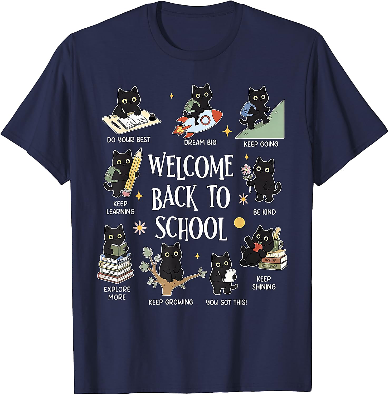 Cute Cat Back to School T-Shirt | Motivational Teacher Tee