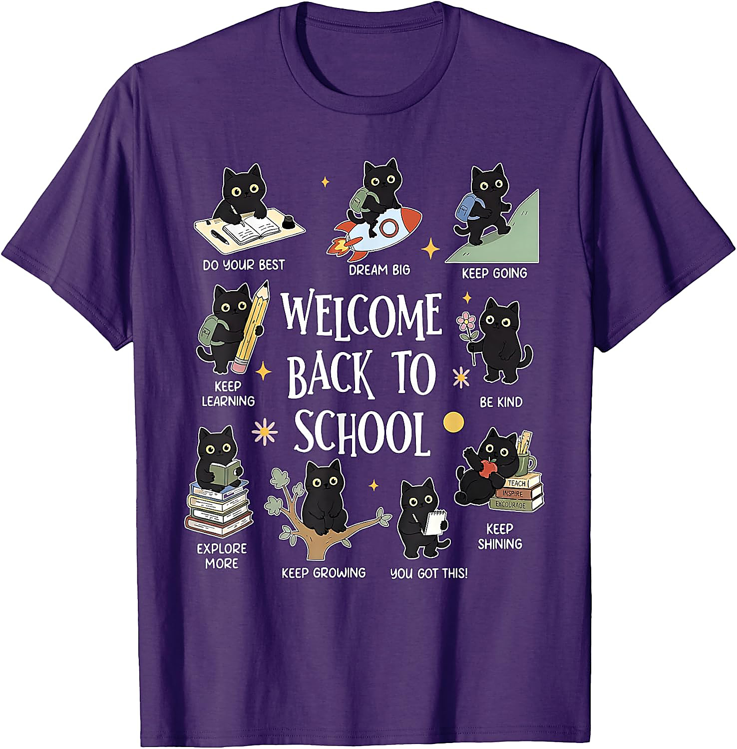 Cute Cat Back to School T-Shirt | Motivational Teacher Tee