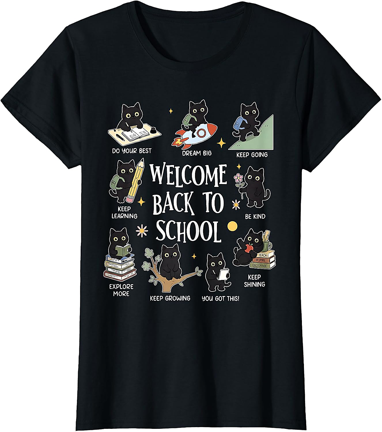 Cute Cat Back to School T-Shirt | Motivational Teacher Tee