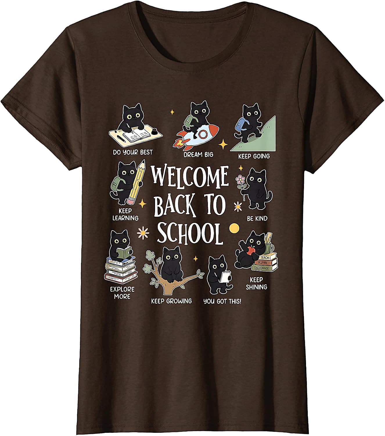 Cute Cat Back to School T-Shirt | Motivational Teacher Tee