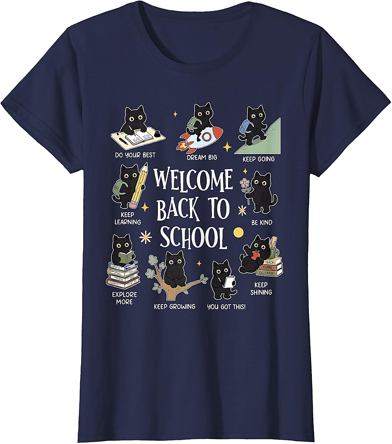Cute Cat Back to School T-Shirt | Motivational Teacher Tee