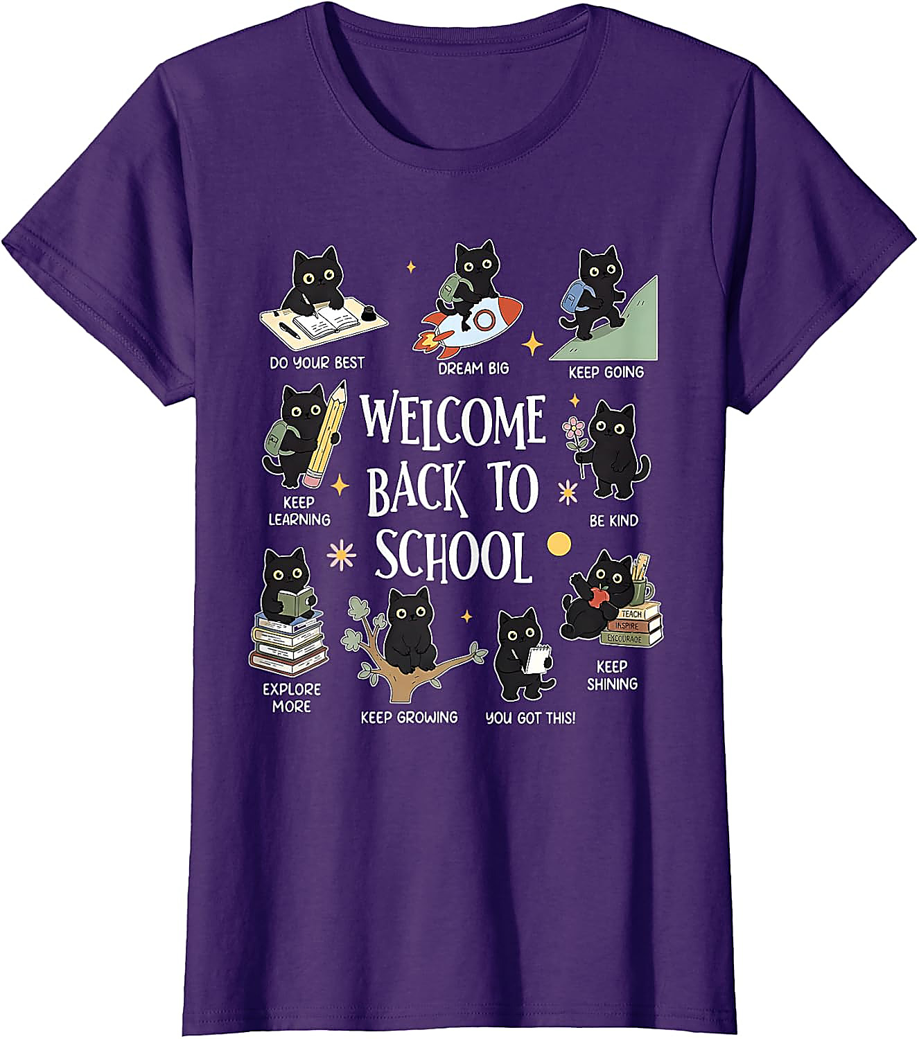 Cute Cat Back to School T-Shirt | Motivational Teacher Tee