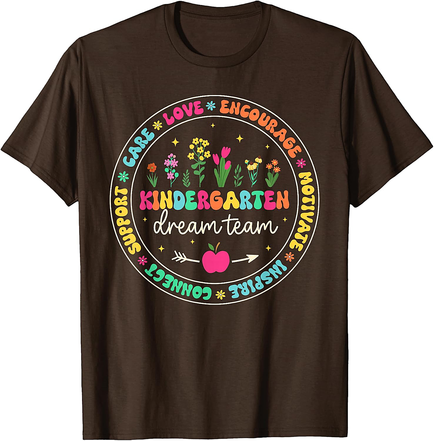 Kindergarten Dream Team Teacher T-Shirt | Floral School Tee