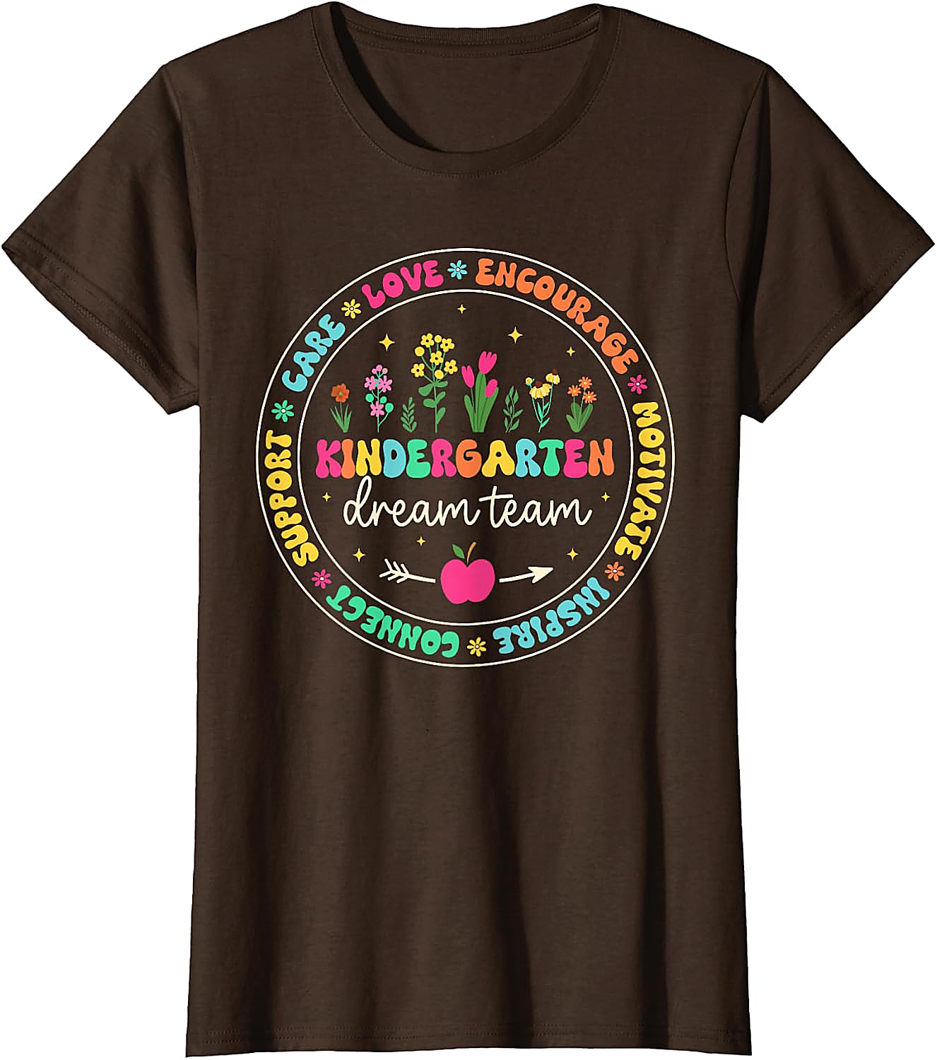 Kindergarten Dream Team Teacher T-Shirt | Floral School Tee