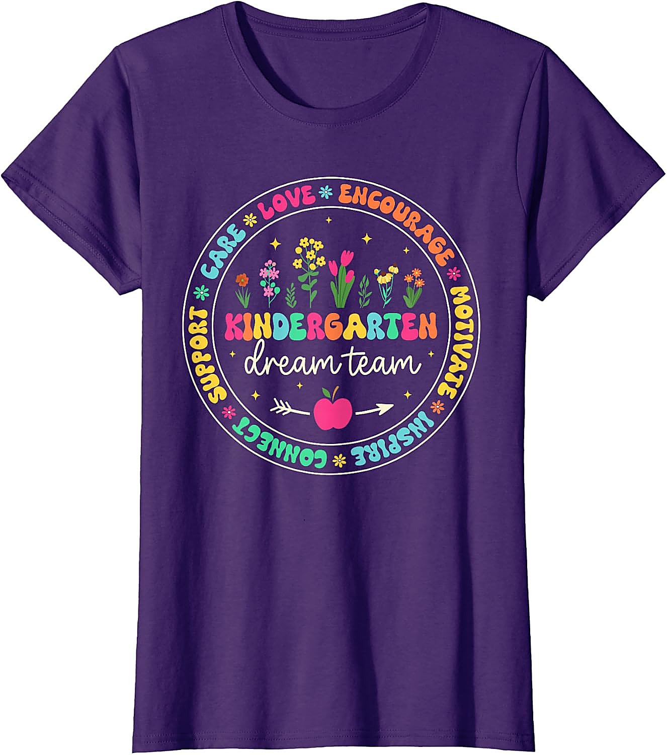 Kindergarten Dream Team Teacher T-Shirt | Floral School Tee