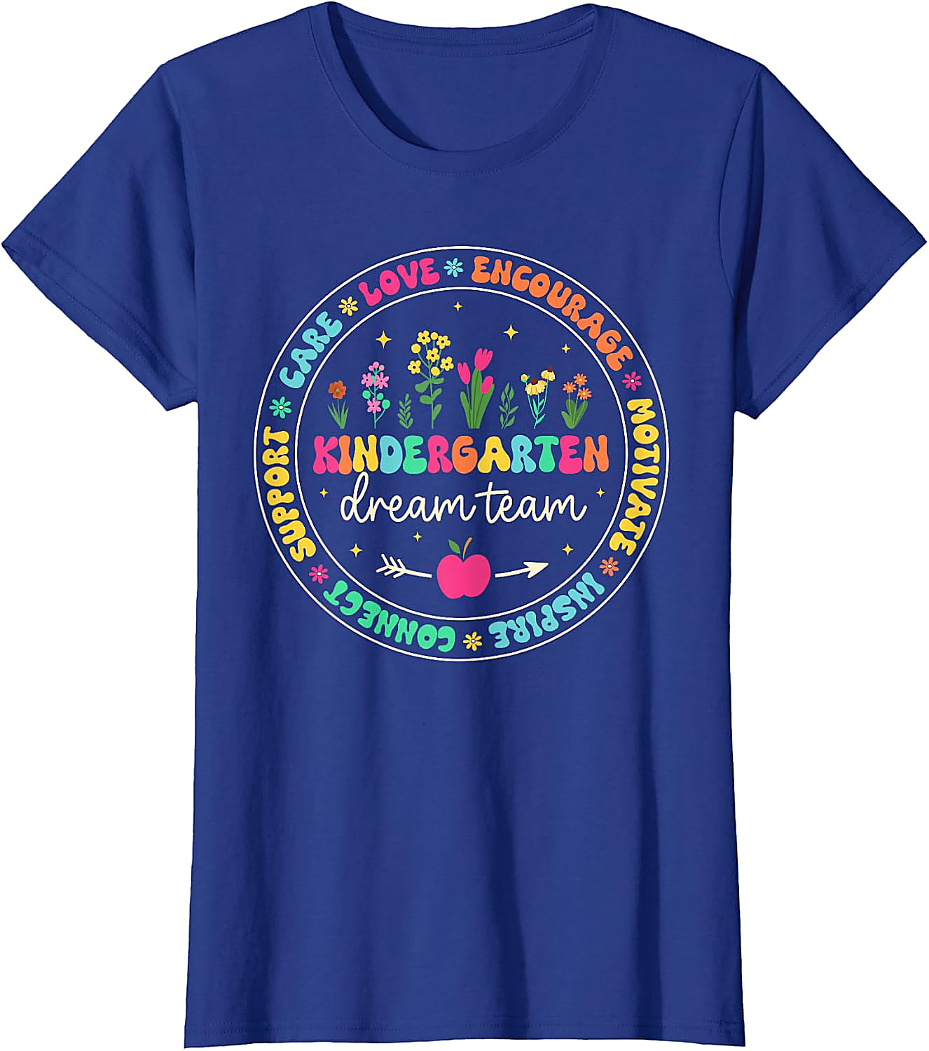 Kindergarten Dream Team Teacher T-Shirt | Floral School Tee