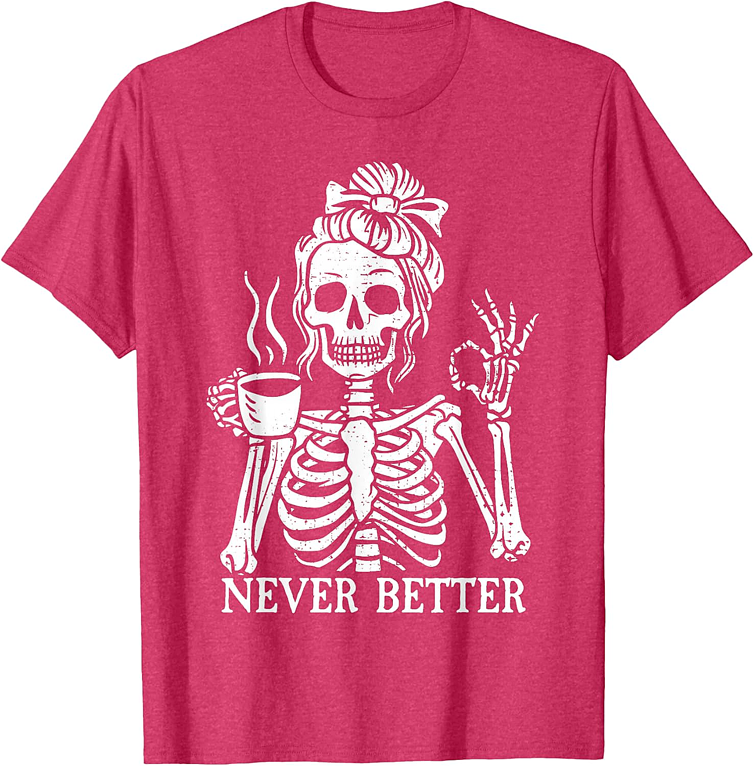 Messy Bun Coffee Skeleton T-Shirt Funny Graphic Tee
