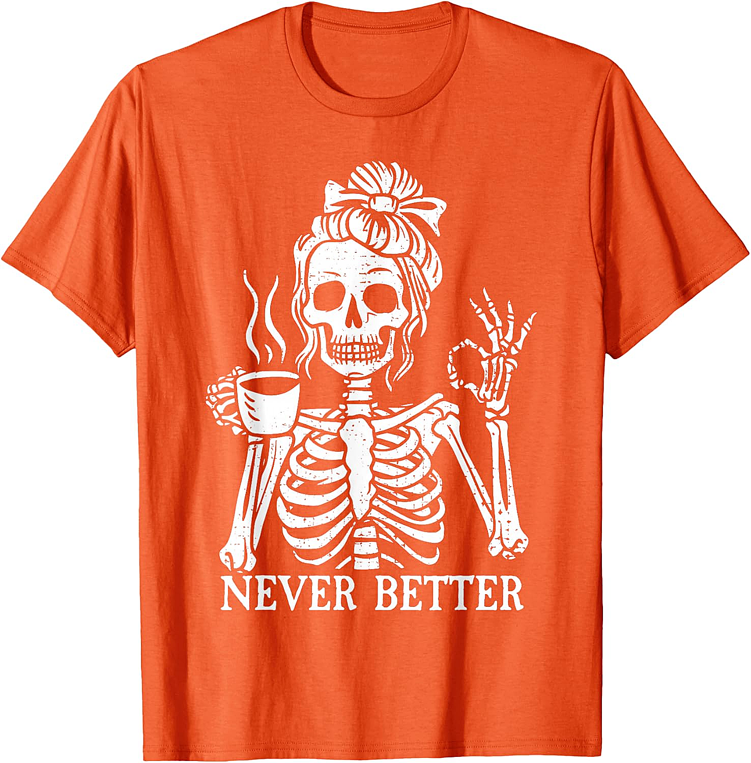 Messy Bun Coffee Skeleton T-Shirt Funny Graphic Tee
