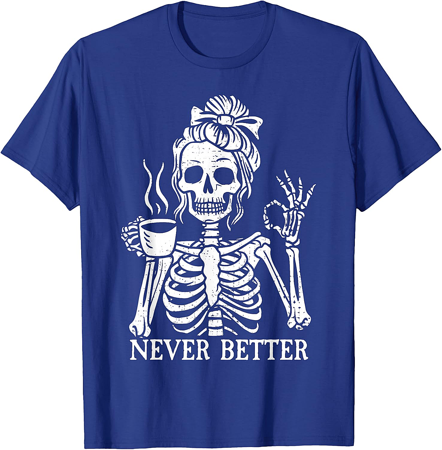 Messy Bun Coffee Skeleton T-Shirt Funny Graphic Tee