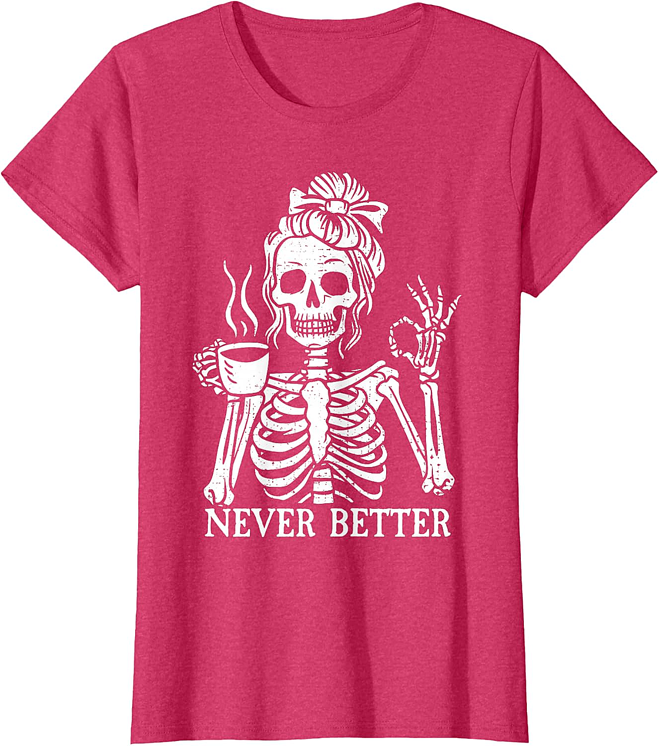 Messy Bun Coffee Skeleton T-Shirt Funny Graphic Tee