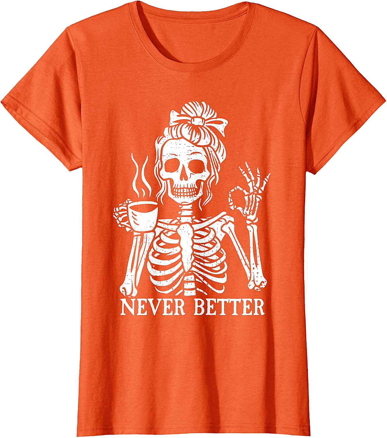 Messy Bun Coffee Skeleton T-Shirt Funny Graphic Tee