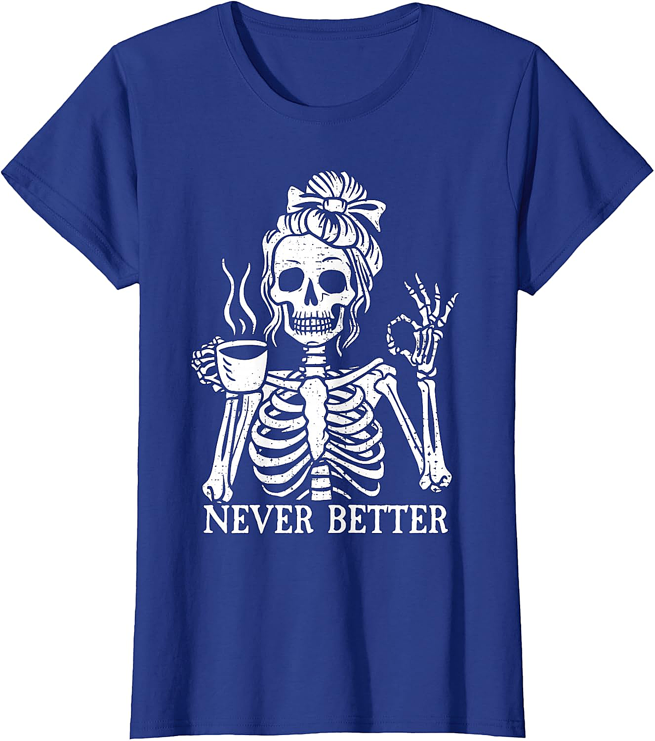 Messy Bun Coffee Skeleton T-Shirt Funny Graphic Tee