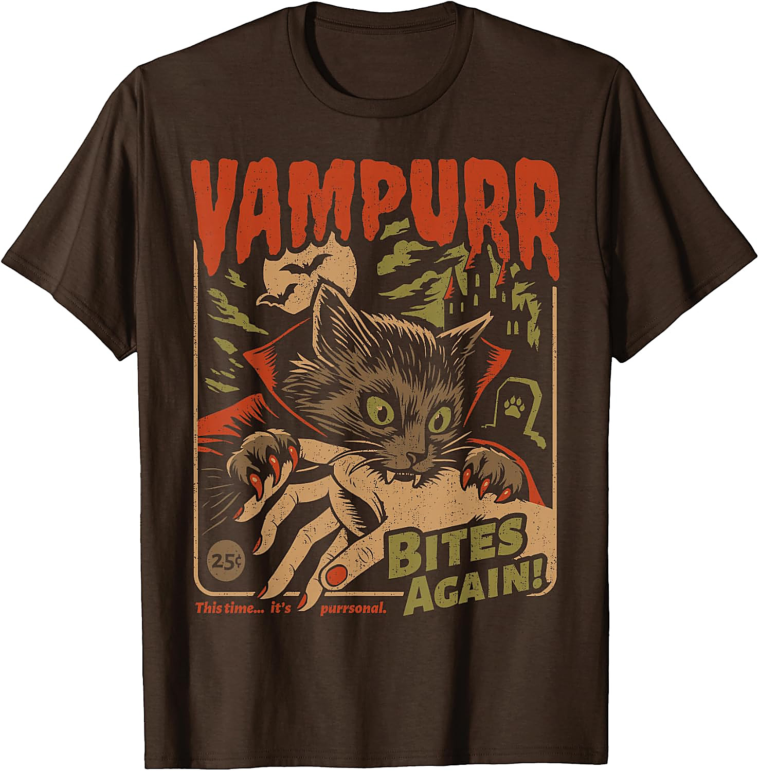 Vampurr Bites Again! Funny Halloween Cat T-Shirt