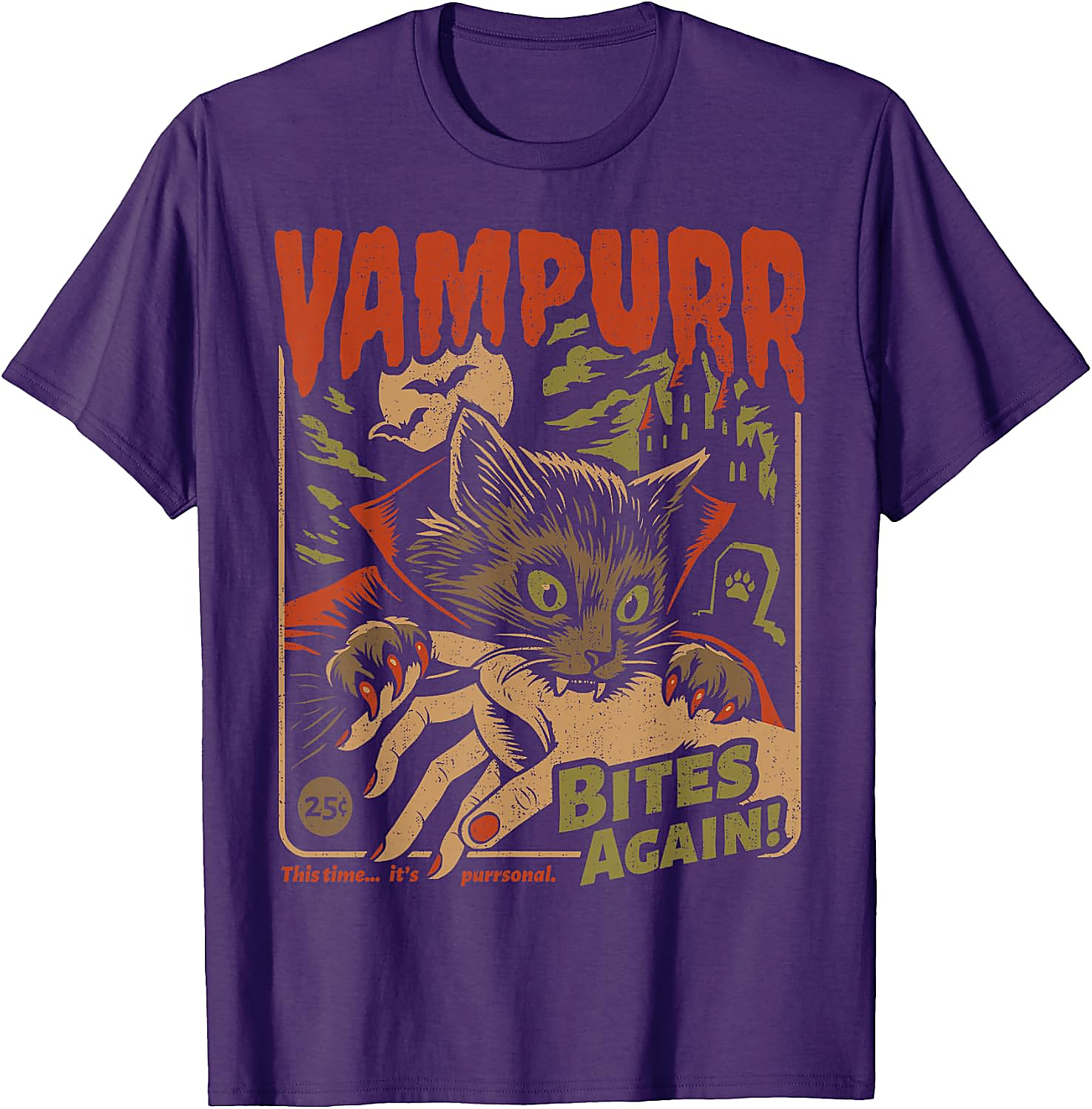Vampurr Bites Again! Funny Halloween Cat T-Shirt