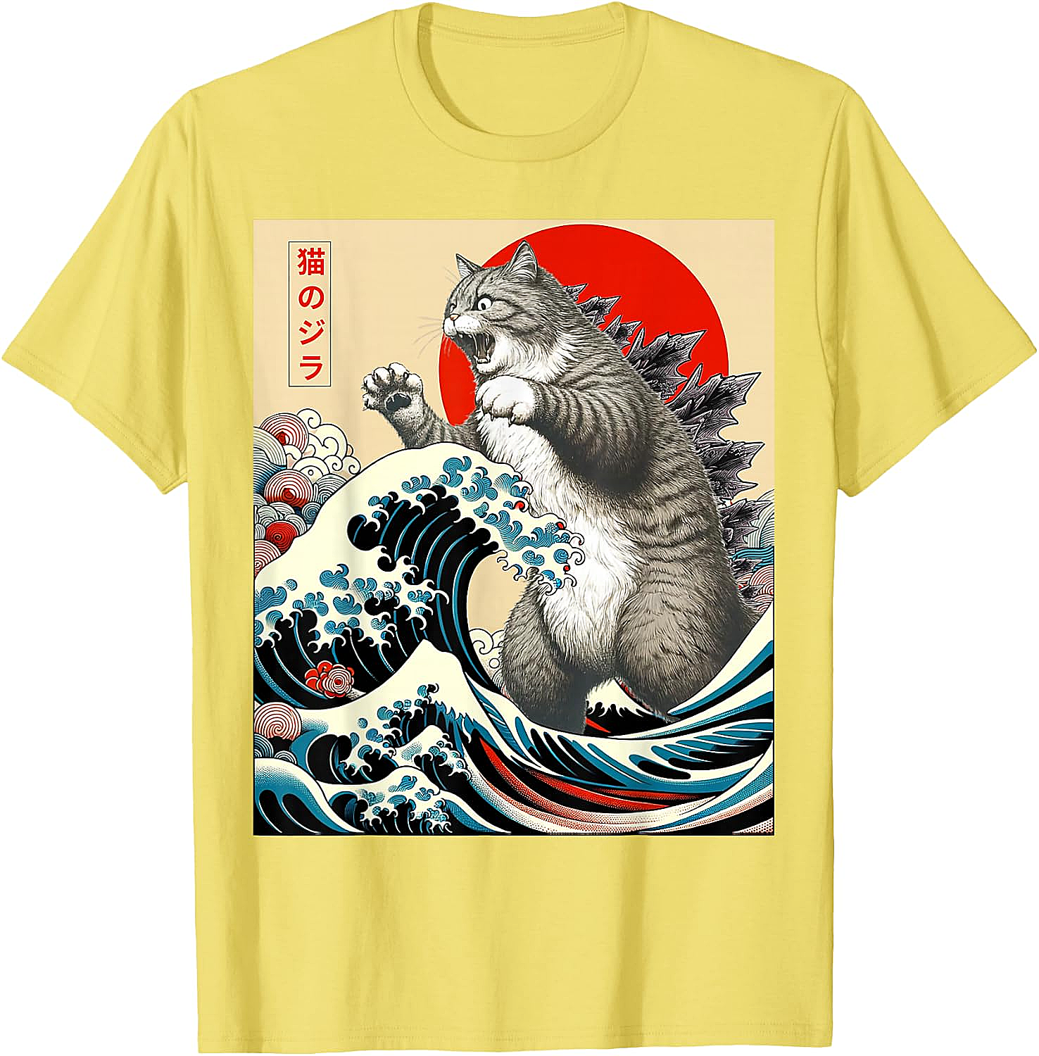 Catzilla Japanese Art Funny Cat Shirts - Men & Women Tee